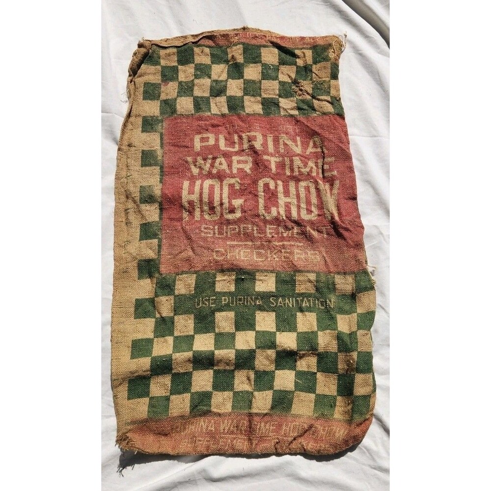 Purina War Time Hog Chow Supplement Checkers 100 LBS Burlap Sack